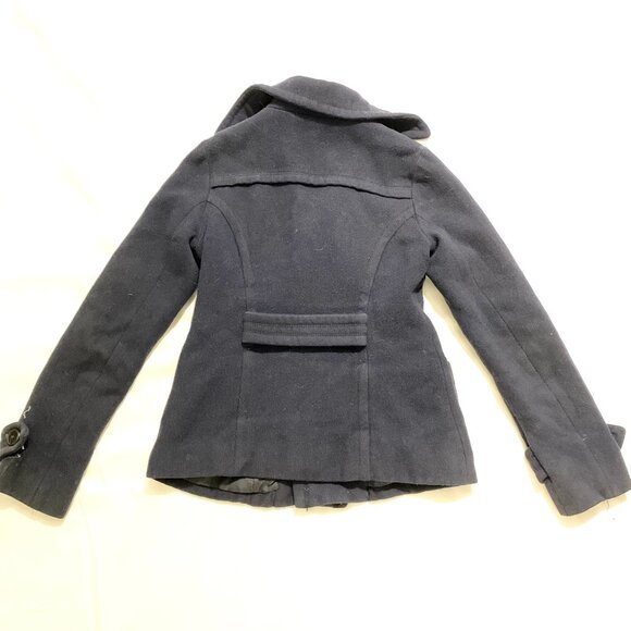 VTG Y2K American Eagle Pea Coat Jacket Quilted Plaid Lining Outer Wool Blend - Picture 2 of 7